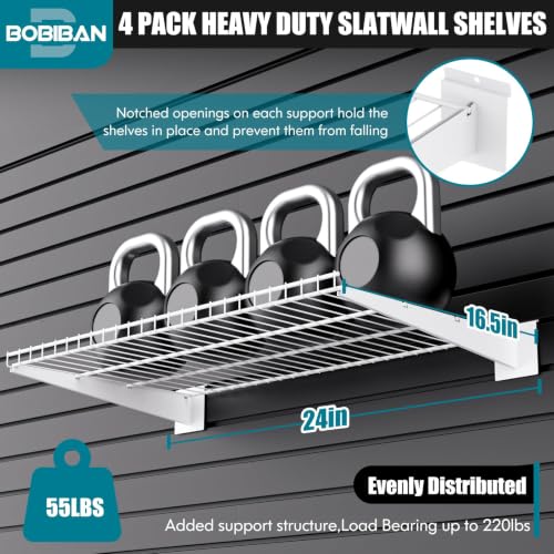 4 Pack Metal Slatwall Shelves 24X16.5 Inch, White - color: White, size: L4PC