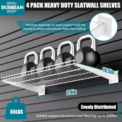 4 Pack Metal Slatwall Shelves 24X16.5 Inch, White - color: White, size: L4PC