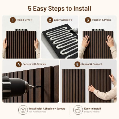Amsleekey 2-Pack 47.2″x23.6″ Acoustic Wood Wall Panels,4 Hooks, Dark Walnut - color: Dark Walnut, size: 47.2 x 23.6 in - 2 pcs