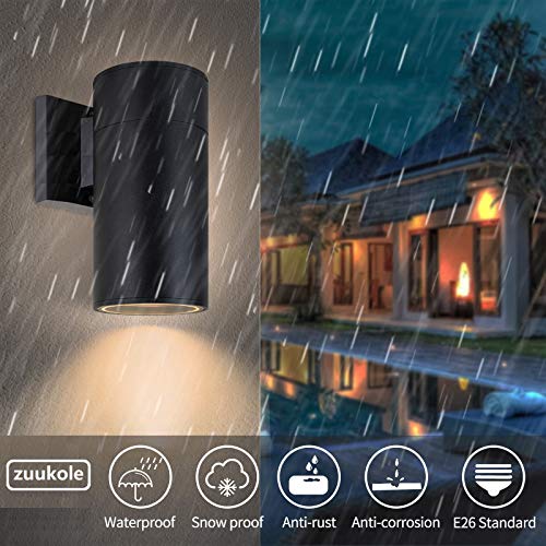 Exterior Wall Light Fixture, Waterproof Outdoor Lighting, 3 Pack - color: Cylinder (Black 3pack )