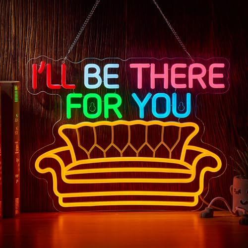 riends TV Show Neon Sign I'll Be There for You Neon Signs Sofa LED Lights Friends gifts for Wall Decor with Dimmer for Birthday Gifts Party Day Decor 17 * 13 inch (Orange Pink) - color: Orange Pink