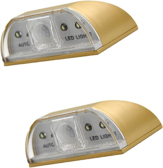 Key Light Door Lights, Small Motion Sensor Light with 4 LED Bulbs, Battery Powered Night Lights for Hallway, Stairway, Kitchen, Closet, Bedroom (2 Pack Gold) - color: Gold-2 Pack