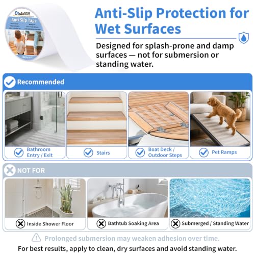 Oleitodh Clear Non-Slip Tape, 3In x 60Ft, Transparent Safety Grip - color: Clear, size: 3 in x 60 ft