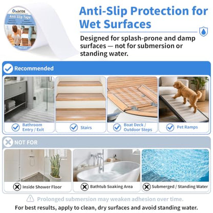 Oleitodh Clear Non-Slip Tape, 3In x 60Ft, Transparent Safety Grip - color: Clear, size: 3 in x 60 ft