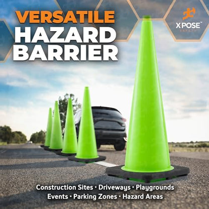 Xpose Safety 36” Lime Green Traffic Cone - 24 Pack - color: Lime, size: 36" 10lb. Cone