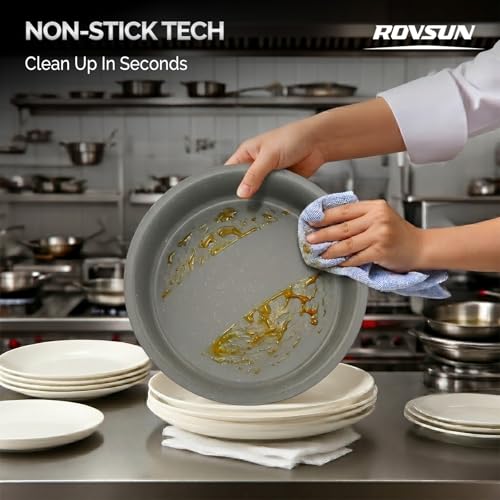 ROVSUN 6QT Chafing Dishes for Buffet 8 Pack, [Game Changer Maifanite-Coated] Chafing Dish Buffet Set, [Unique Gray & Gold Color] Chafers and Buffet Warmers Sets with Lid Holder for Party Wedding - color: Gray-gold