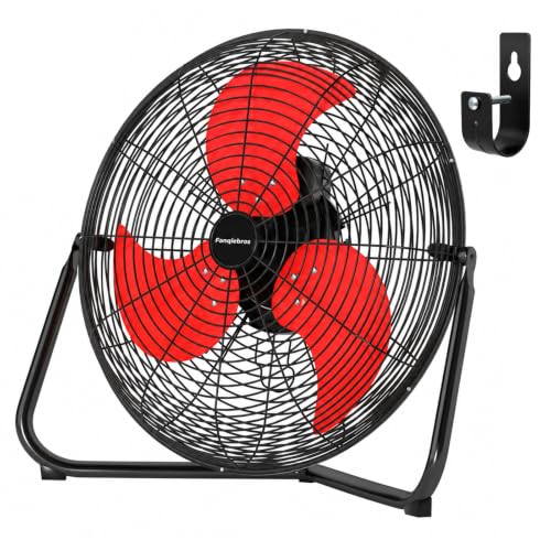 18‑Inch Industrial Floor Fan, 5300 CFM, 2‑in‑1 Wall‑Mount & Floor Design - color: Red
