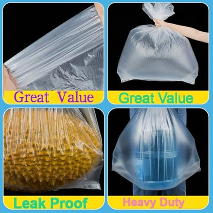 Heavy-Duty Trash Bags, 53-59 Gallon, 51 x 59 Inch, 50 Count Flat-opening garbage bags, Industrial Strength for Construction, Kitchen, Restaurant.Thickened garbage bags,130cm x 150cm