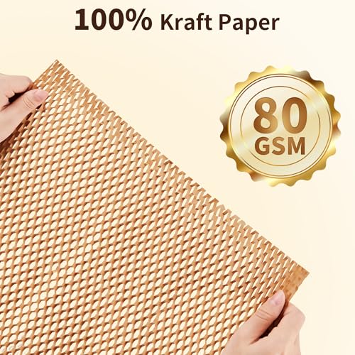 JARLINK Honeycomb Packing Paper, 15" x 412' Bubble Wrap Roll for Packing - size: 15"x 412'