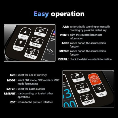 Aneken N60 Mixed Denomination Money Counter Machine, Value Counting, UV/MG/IR/DD Counterfeit Detection, 3.5" TFT Display Cash Counting Machine, Printer Enabled Bill Counter for Business