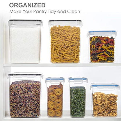 PANTRYSTAR Large Food Storage Containers with Lids Airtight 5.2L /176Oz, for Flour, Sugar, Baking Supply, 3PCS BPA Free Plastic Canisters for Kitchen Pantry Organization (Pack of 3) - size: 5.2 L (Pack of 3)