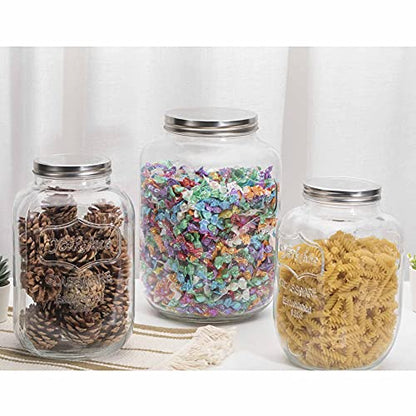 CATPOWER 1 Gallon Large Glass Jar With Mouth Canning Jar Kitchen Storage Jar Cookie Candy Penny Jar with Stainless Steel Screw Lid