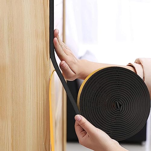 Weather Stripping Door Seal Strip, 65.6Ft Windows Insulation Tape, Black - color: Black, size: 65.6Ft