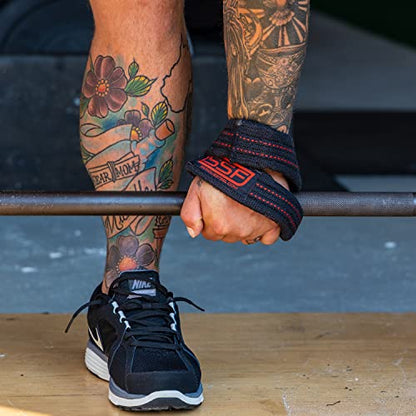 SERIOUS STEEL FITNESS Red Figure 8 Lifting Straps | Deadlift & Strongman Axle Straps - 3 Sizes - color: Black, size: (60 CM - Less than 7.25" Wrist)