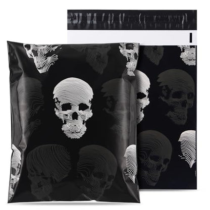 10x13 Inch Halloween Poly Mailers, Skull Printed, 100 Pack Self Sealing - color: Skull