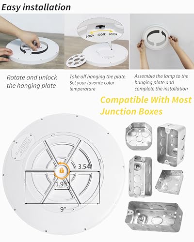 1Pack 20 Inch Large LED Flush Mount Ceiling Light, 40W,4350LM, 3000K/4000K/6000K CCT Selectable,White Round Flat Panel Light Low Profile Ceiling Light Fitures for Hallway, Kitchen, Bedroom, Office - color: White, size: Wall Switch Control-20Inch-1Pack