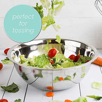 WHYSKO Stainless Steel Mixing Bowls Set, 5-Piece Meal Prep & Food Storage - color: Silver