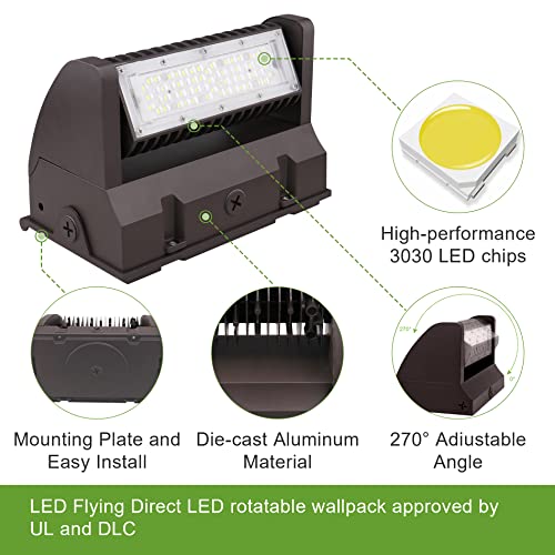 Rotatable Head LED Wall Pack Light 40W, 5400LM, 5000K, Bronze - color: 40W
