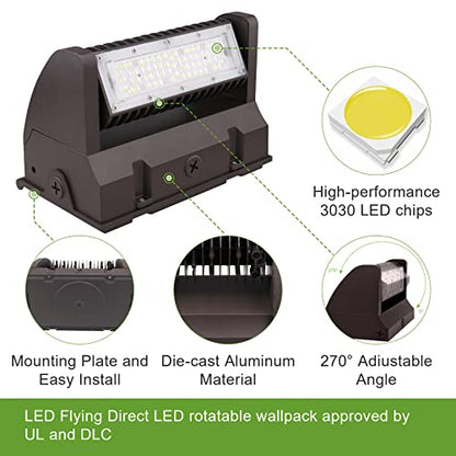 Rotatable Head LED Wall Pack Light 40W, 5400LM, 5000K, Bronze - color: 40W