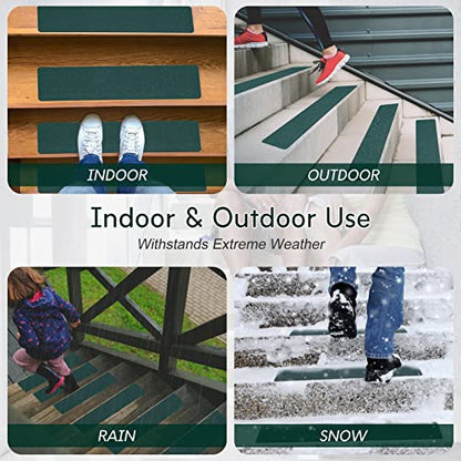 S&X Outdoor Stair Treads Non-Slip 6x24in, 5-Pack, Dark Green - color: Green, size: 6" x 24"