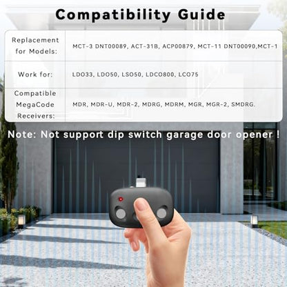 Garage Door Opener Remote for 318MHz Linear MegaCode MCT-3 DNT00089, 3 Button Remote Control Compatible with LDO33, LDO50, LSO50, LDCO800, LCO75 Operators with Visor Clip - style: MCT-3-1Pcs