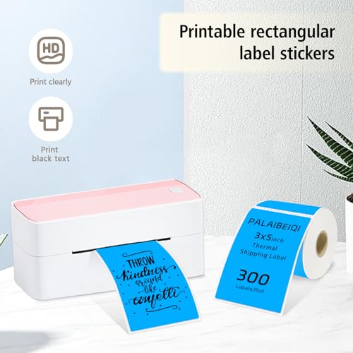 3x5 Inch Thermal Labels,Rectangle Sticker,300PCS Water Proof Shipping Labels with Strong Adhesive,Compatible with Zebra & Rollo,for Moving Boxes,Inventory,Fluorescent Blue - color: Fluorescent Blue
