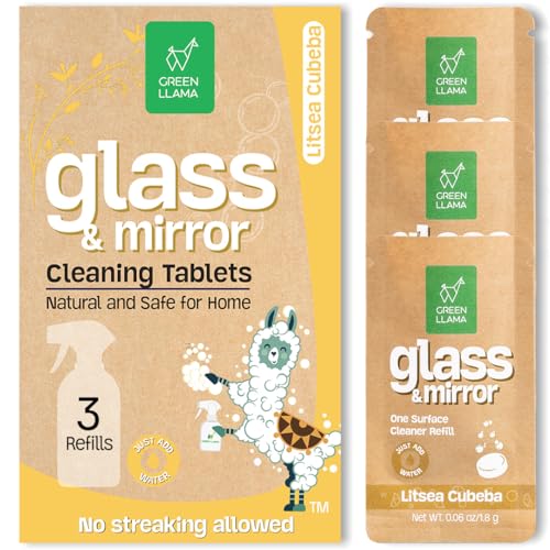 Green Llama Window and Glass Refill 3-Pack - Certified Compostable Packaging, Natural Cleaning Solution for Windows and Glass - Eco-Friendly and Sustainable - size: 3 Count (Pack of 1)
