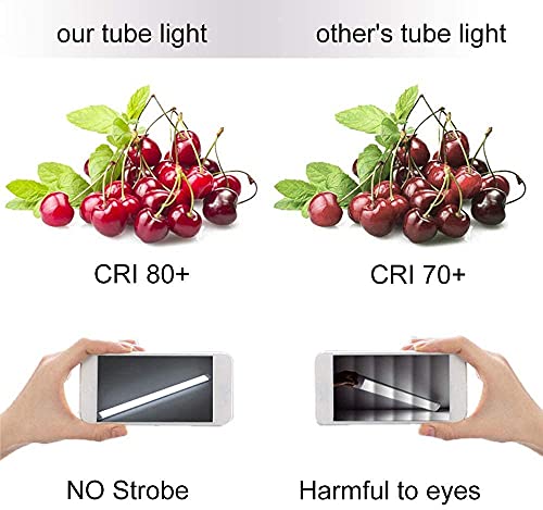 2FT LED Tube Flush Mount Light, 26W 2300LM LED Ceiling Shop Lighting Closet Light Fixture for Garage Kitchen Closet Laundry, 6500K Daylight White (2 Pack)
