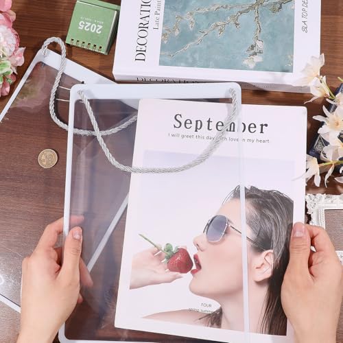 4 Pcs Business Retail Hanging Sign Holder 12.8x8.7 Inch Retail Display Sign Holder Advertising Sign Holders Clear Poster Frame for Store Supermarket Restaurant Office Exhibition Mall, White