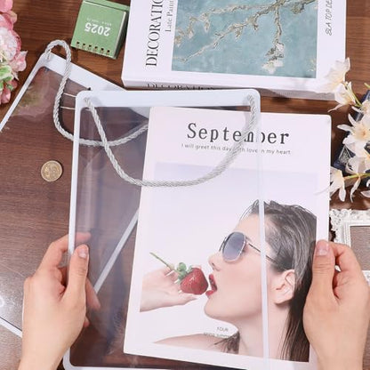 4 Pcs Business Retail Hanging Sign Holder 12.8x8.7 Inch Retail Display Sign Holder Advertising Sign Holders Clear Poster Frame for Store Supermarket Restaurant Office Exhibition Mall, White