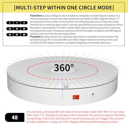 7.9In Remote Motorized Electric Turntable Rotating Display Stand Spinning Rotating Platform 360 Photography Turntable lazy susan base giratoria para for Photography,Display(Load Range:40~100lbs) - size: 7.9inch/White/100Lbs Load