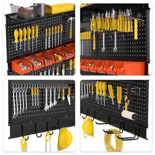 Ultrawall Pegboard Wall Organizer, 48 X 36 inch Garage Storage Pegboard - color: Black