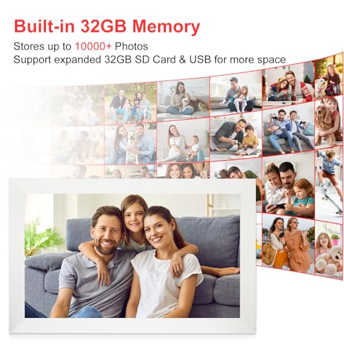 Frameo 15.6 Inch Digital Picture Frame WiFi, White Digital Photo Frame 1920x1080 IPS HD Touchscreen, 32GB Storage Share Photos/Videos, Tabletop&Wall-Mounted, Wedding, Birthday, Gifts for Loved Ones - color: 15.6 inch-White-Support Wifi