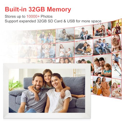 Frameo 15.6 Inch Digital Picture Frame WiFi, White Digital Photo Frame 1920x1080 IPS HD Touchscreen, 32GB Storage Share Photos/Videos, Tabletop&Wall-Mounted, Wedding, Birthday, Gifts for Loved Ones - color: 15.6 inch-White-Support Wifi