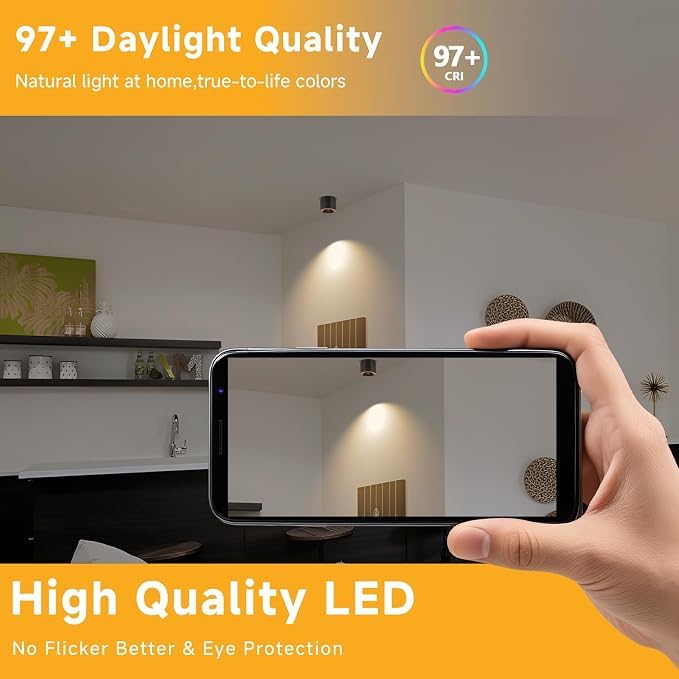 5CCT LED Ceiling Spotlight CRI 97+ Modern Cylinder Light Ceiling Mount - color: White, size: 1 Pack – Adjustable 2700K–6000K