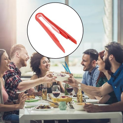 3 Sizes Toaster Tongs, Blue Multifunctional Bread Clip Anti Slip Food Clamps Heat Resistant Kitchen Baking Tools Space Saving Modern Utensils Gifts for Toaster Salad BBQ Vegetable Home Restaurant - color: Red