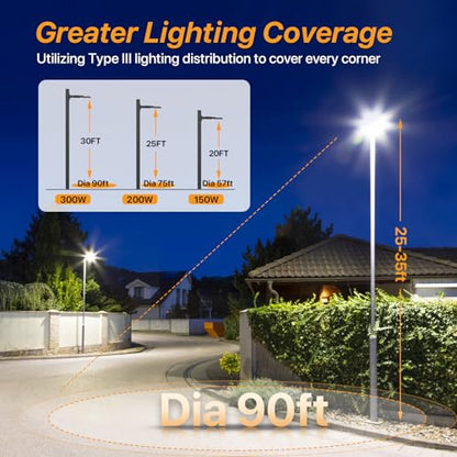 300W LED Parking Lot Light: 36000LM, 120LM/W 5000K Arm Mount 2Pack - size: 300W 2PACK