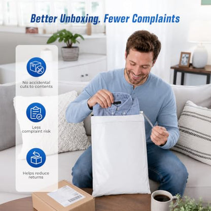 Fuxury Poly Mailers 12x15.5 50PC Shipping Bags for Small Business White - color: White, size: 12x15.5" 50pcs (Upgraded Version)