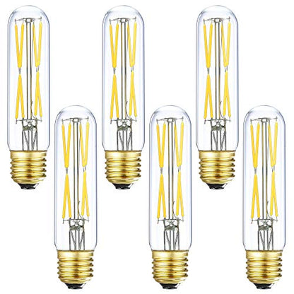 T10 Led Bulb, 8W Dimmable Led Tubular Bulbs, 75-100 Watt Equivalent,850lm, Clear Glass, E26 Base Lamp Bulb, for Cabinet Display Cabinet etc. (4000K Daylight, 6-Pack) - color: 8w=80w-4000k-6p