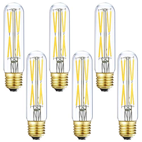 T10 Led Bulb, 8W Dimmable Led Tubular Bulbs, 75-100 Watt Equivalent,850lm, Clear Glass, E26 Base Lamp Bulb, for Cabinet Display Cabinet etc. (4000K Daylight, 6-Pack) - color: 8w=80w-4000k-6p