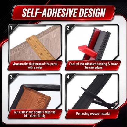 3/16 Inch Rubber Edge Trim 20ft Self-Adhesive U Channel Edge Strip - size: 20ft，3/16 Inch