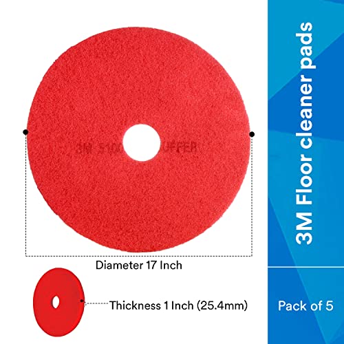 3M Red Buffer Pad 5100, 17 in, 5/Case