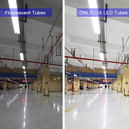 ONLYLUX 8ft LED Bulbs,12 Pack 45W 5400LM, 6000k, Milky Cover - size: 5400LM Milky 12PCS