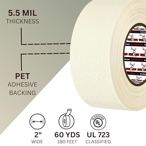12 Pack Buck Strapping Tape 2 Inch x 60 Yds (180ft), 5.5 Mil – Heavy Duty Fiberglass Tape, Filament Tape, Reinforced Packing Tape with Synthetic PET Adhesive for Bundling, Shipping & Palletizing - size: 2 Inch x 60 Yards, style: 12 Pack