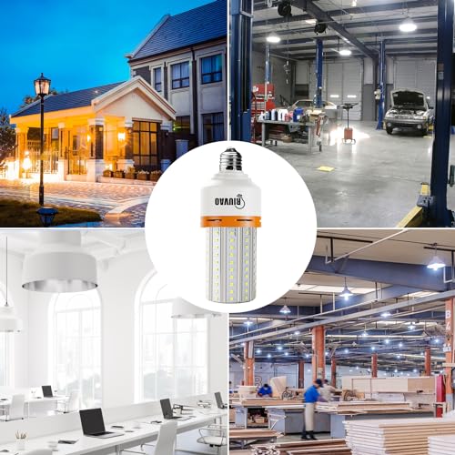 RIUVAO 2 Pack 50W LED Corn Light Bulb 6250 Lumin 400W Replacement E26 Cool Daylight White Led Light Bulb for Indoor Outdoor Building Appliction, 2 Count (Pack of 1) - style: 50W 5000K
