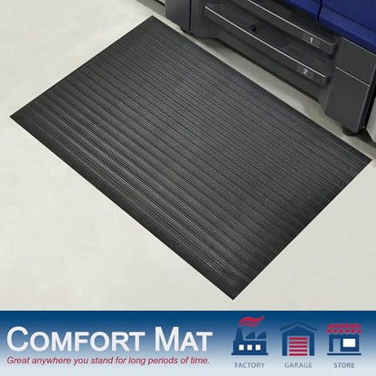 Durable Sponge Vinyl 3/8" Anti-Fatigue Mat, 36" x 60", Black - size: 36" x 60"