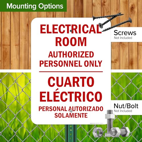 Electrical Room Authorized Personnel Only Bilingual Sign, 18x24 Inches, Rust Free .063 Aluminum, Fade Resistant, Made in USA by My Sign Center - size: 18x24 Aluminum