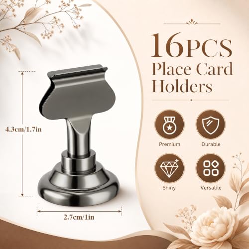 ERYTLLY 16 PK Place Card Holders 1.7 inches Table Card Holder Steel Card Holders for Weddings,Birthdays,Photos, Memo Notes, Restaurants (Black) - color: Black