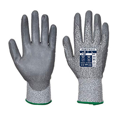 Portwest MR Cut PU Palm Glove Safety Work Wear Protective Gloves Resistant Coated ANSI 105, Medium - size: Medium