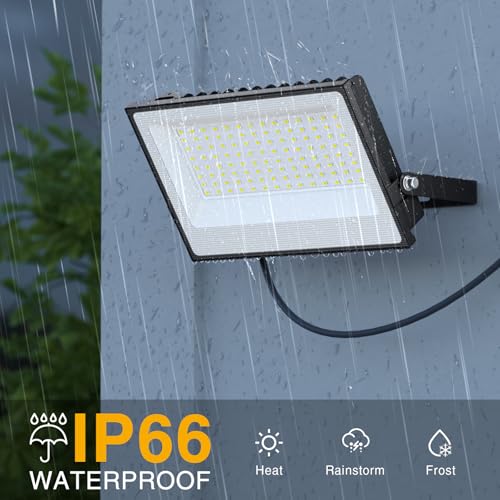 Onforu 150W LED Flood Light Outdoor,15000LM Security Lights, IP66 Waterproof Outdoor Floodlight, 2 Pack 6500K Daylight White LED Exterior Lighting for Basketball Court, Stadium, Playground